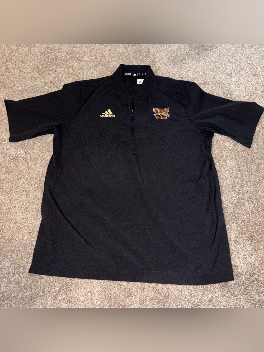 Adidas WMU Men's Black Short Sleeve Quarter-zip